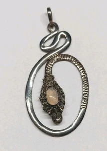 Anhänger 925 Sterlingsilber Schlange Kopf Schlangenkopf Handwerkskunst Patina - Bild 1 von 9