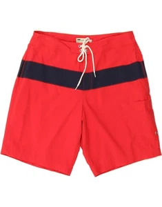 J. CREW Mens Swimming Shorts Large Red Colourblock Nylon AN03 - Picture 1 of 3
