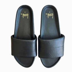 Beek Puffbird Black Leather Platform Sandal Women’s Size 7 - Picture 1 of 7