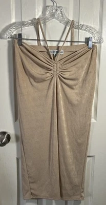 Vestido Top Tubo Almost Famous 2YK Dorado Brillo Ajustado Halter Cuello Talla XL Foto 1 de 4