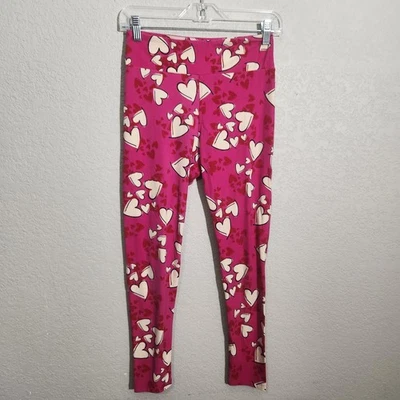 Lularoe Leggings Womens One Size Pink Heart Print Yoga Pants Stretch Soft Cute - Imagem 1 de 4