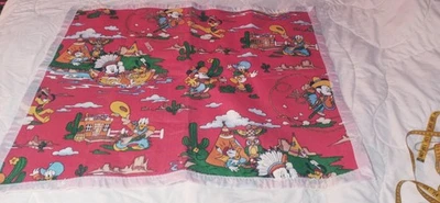 Manta Vintage Mickey Donald Western Cowboys Mezcla Acrílica 45 X 37 Walt Disney Foto 1 de 4