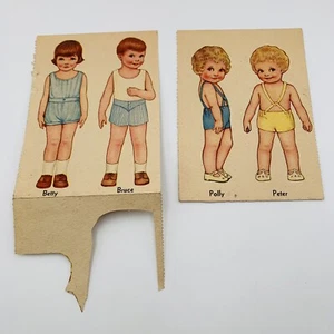 Paper Dolls 1930s Set Of 4 Polly Peter Betty Bruce Vintage NOS - Picture 1 of 12