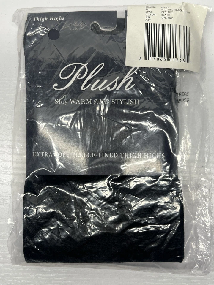 Hasta el muslo forrado de felpa negra para mujer talla única Foto 1 de 2