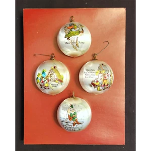 Set di 4 ornamenti vintage piramide raso filastrocche vivaio - Foto 1 di 9