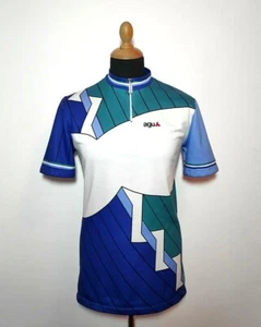 Vintage Agu Cycling Jersey XXL Men 2XL White Blue Sz.7 Short Sleeve Shirt Camisa - Picture 1 of 11