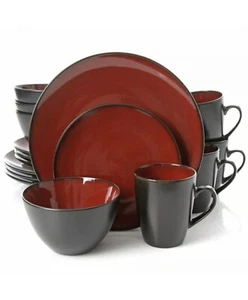 Gibson Soho Lounge Round Reactive Glaze Stoneware 4 Persons Dinnerware Set,16pc - Picture 1 of 5