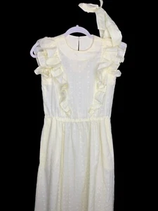 Abito midi vintage S prateria colletto con volant collo ti occhiello cottage boho delicato donna - Foto 1 di 9