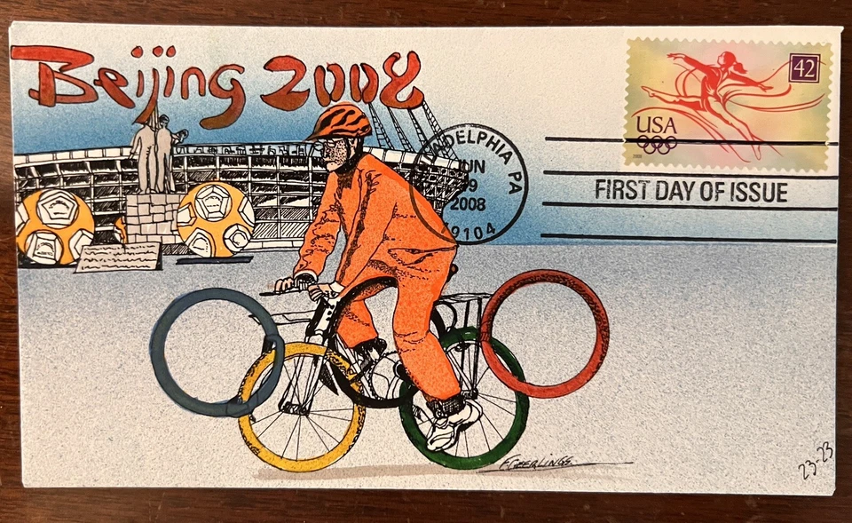 2008 US-China Olympic Geerlings FDC Hand Painted First Day Cover - Image 1 of 1