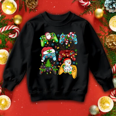 Jungen und Mädchen Weihnachten Videospiel Controller Weihnachtspullover Sweatshirts #MC