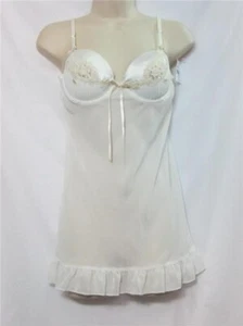 Neu mit Etikett Linea Donatella 2-teiliges Babydoll/Negligee weiß mit Stickerei Größe S - Bild 1 von 5