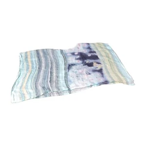 Pure Jill J Jill 100% Leinen Schal blau grün Blumen Aquarell One Size - Bild 1 von 6
