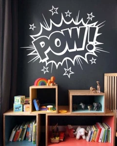 Calcomanía de vinilo POW pegatina de pared mural Batman Superman Marvel habitación infantil niños - Imagen 1 de 4