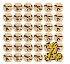 60 Craft Brown Thank You Stickers Labels Craft Wedding Favours diy thankyou 38mm - Picture 1 of 1