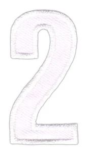 be16★Número 2 Dos Blanco Número Parche Aplicación Imagen Planchado Parche 2,5 x 5,0 cm - Imagen 1 de 2