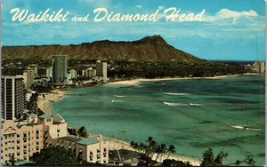 Postcard Waikiki & Diamond Head Hawaii Beach Aerial View - Picture 1 of 2