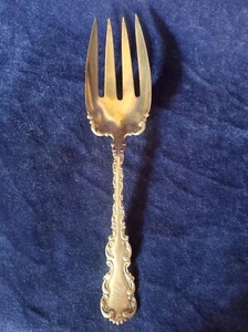 LOUIS XV Whiting Sterling 8 7/8" SALAD SERVING FORK - monogram front - Picture 1 of 3
