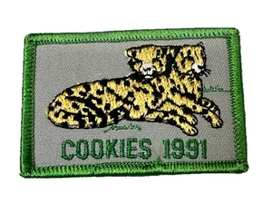 Girl Scout of America Cookies 1991 Campaign Leopard Tiger Badge Patch - Picture 1 of 6