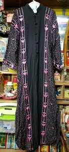 Vestido Ramona Rull Pakistán Étnico Boho Espejo Trabajo Rosa y Negro De Colección - Imagen 1 de 11