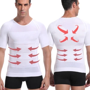 Men's Classic Slimming Body Shaper Vest Abs Abdomen Workout Compression Shirt US - Picture 1 of 24