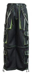Black & Green Pocket Gothic Pant Alternative Punk Rock Handmade Trouser Short - Picture 1 of 4