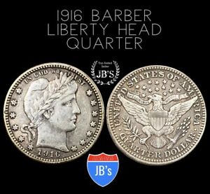 New Listing1916 Liberty Head Barber Quarter 25C (Ef/Au) *Jb's Coins*