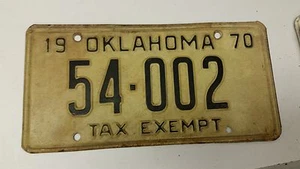 1970 OKLAHOMA License Plate 54-002 - Imagen 1 de 1