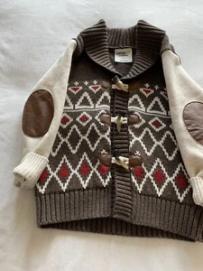 Oshkosh “Genuine Kids” Cute Warm Cotton Blend Rustic Sweater/cardigan In Size 3T - Picture 1 of 13