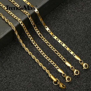 For Women 10" Gold Plated Stainless Steel Chain Anklet Bracelet Figaro/Curb/Rope - Picture 1 of 14