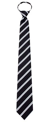 Boy's 14 Inch Black Stripe Pretied Zipper Necktie - Image 1 of 2