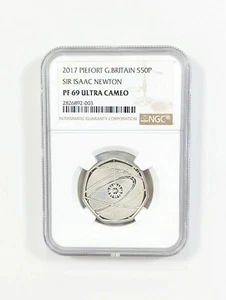 2017 Sir Isaac Newton 50p Silver Proof NGC PF69 Ultra Cameo Gran Bretaña - Imagen 1 de 4