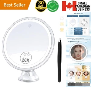 Magnifying Mirror Glass Lighted 20X Vanity Makeup 360 Rotating LED - Picture 1 of 8
