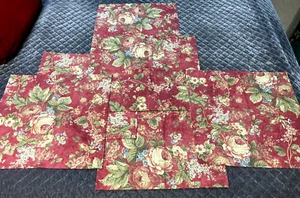 Waverly? Table Napkins Set of 6 Floral Red Cotton Shabby Chic Cottage Farmhouse - Picture 1 of 9