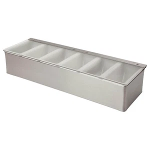 6 Compartment Stainless Steel Condiment Holder - Storage Organiser for Bar, Pubs - Picture 1 of 12