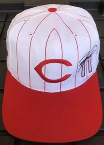 Vintage Barry Larkin 11 Cincinnati Reds Pinstripe SnapBack Hat Twins Enterprise - Picture 1 of 8