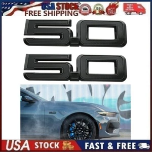 2Pc 2024 - 2025 5.0 Fender Emblem Nameplate Badge Gloss Black New PR3Z-16228-C - Bild 1 von 13