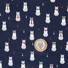 100% Cotton Craft fabric by the metre baby dress Fat Quarter kids cats navy