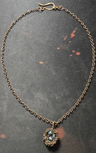 Copper Hand Made Blue Bead Robin Egg Bird's Nest Fashion Statement 18" Necklace - Picture 1 of 7