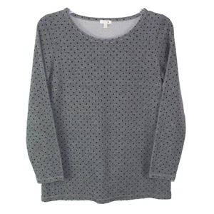 Talbots Top Gray Dot Velour Women Size S Long-Sleeve Pullover - Picture 1 of 8