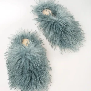 100 % echtes tibetisches Fell Slipper mongolisches echtes Lammschaf warme flache Schuhe - Bild 1 von 4
