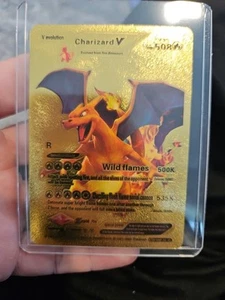 Charizard V Gold Foil Fan Art Textured Collector Pokemon HP 508 LV91 - Picture 1 of 4