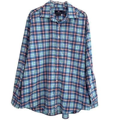 Vineyard Vines Murray Shirt Men XL Pink Blue Plaid Button Down Long Sleeve Foto 1 de 4