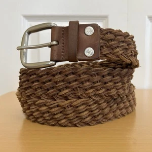 Polo Ralph Lauren Men's Braided Distressed Leather Belt Tan Brass Size 40 NEW - Bild 1 von 12