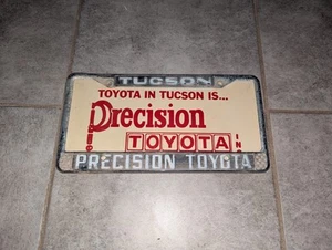 RARE Vintage Tucson Arizona Precision Toyota Insert Metal License Plate Frame - Picture 1 of 3