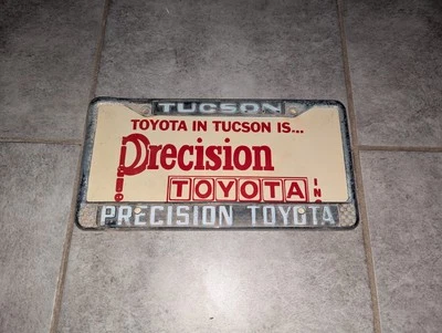 RARE Vintage Tucson Arizona Precision Toyota Insert Metal License Plate Frame - Image 1 of 3