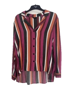 M&Co Women’s Size 16 Vibrant Stripe long sleeve 100% viscose Shirt - Picture 1 of 12