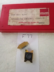 10 NEW SCANDINAVIAN 20X V60 QUAD THREADING CARBIDE INSERTS. GRADE: K20C. (f77 - Picture 1 of 1