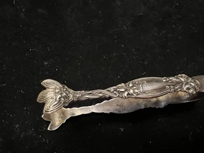 Pinzas de azúcar de plata de ley International Frontenac Art Nouveau antiguas Foto 1 de 4