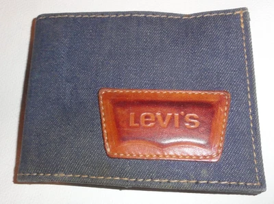 Винтажный 70-х Levi's джинсовой ткани бумажник складного мужской одиночный прошитый кожаный логотип VG - Изображение 1 из 4