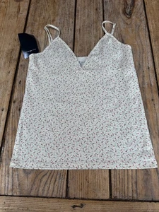 NEW!! Fabulous BRANDY MELVILLE Cream & Pink Floral Spring Cotton Vest TOP, O/S - Picture 1 of 4